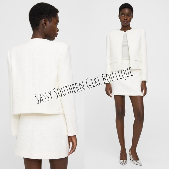 🆕⭐Tweed THEORY white tweed blazer - Picture 7 of 13